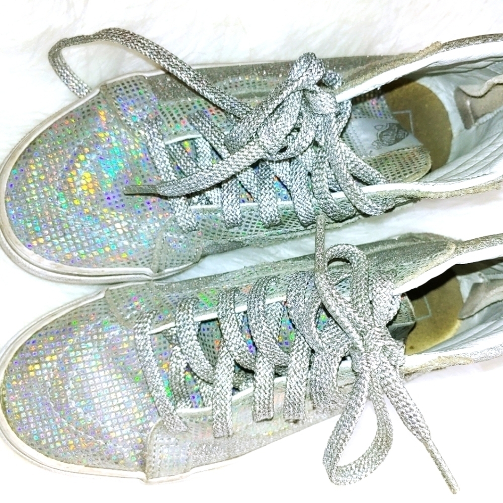 Vans Silver Sparkly High Top Skateboard Shoes 3